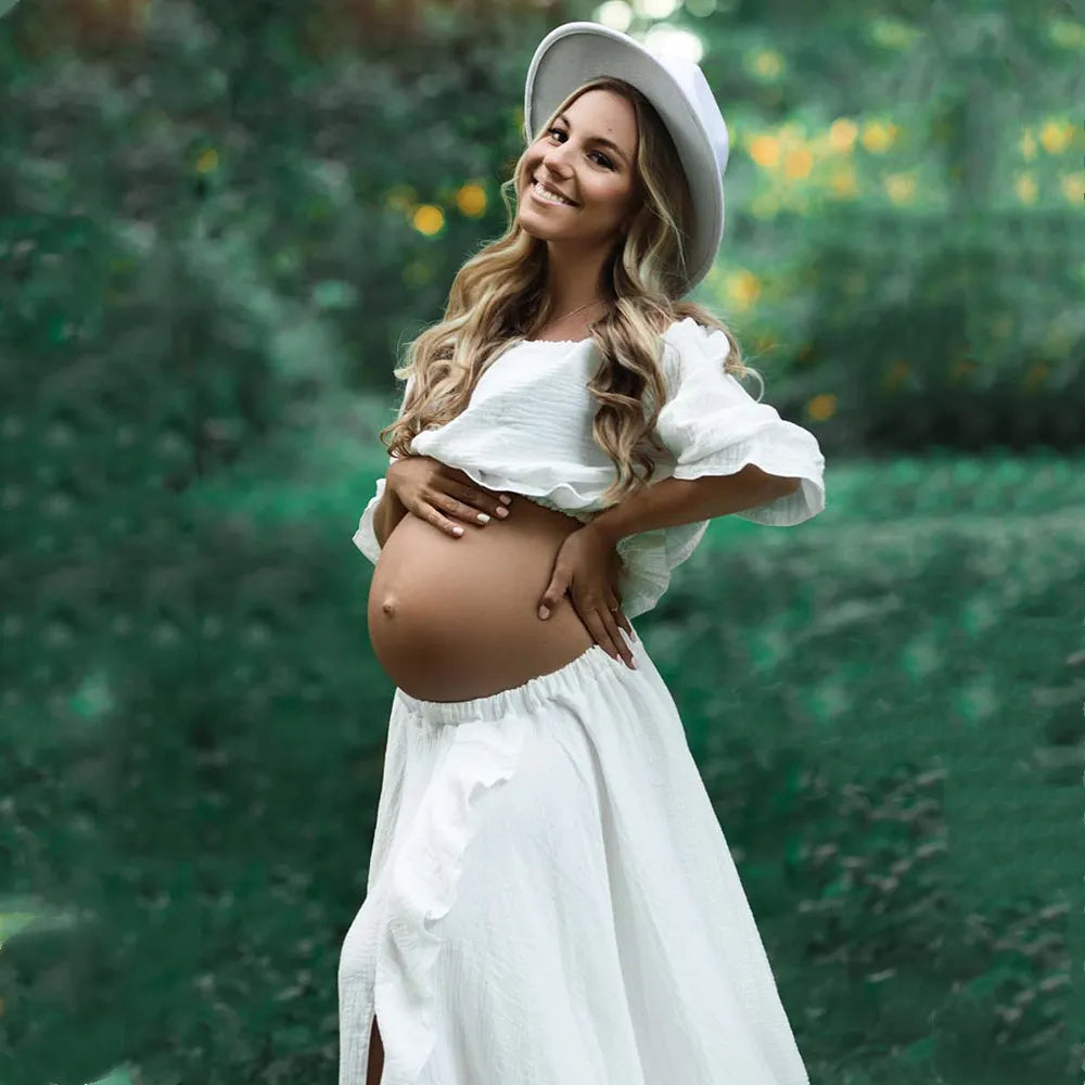 White Cotton Boho Maternity Maxi Dress by Baby Minaj Cruz