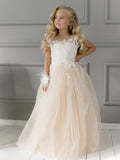 Cute Ball Gown White Flower Girl Dresses With Long Sleeves by Baby Minaj Cruz