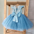 Toddler Elegant 1st birthday dress for baby girl With Tulle Skirt blue by Baby Minaj Cruz