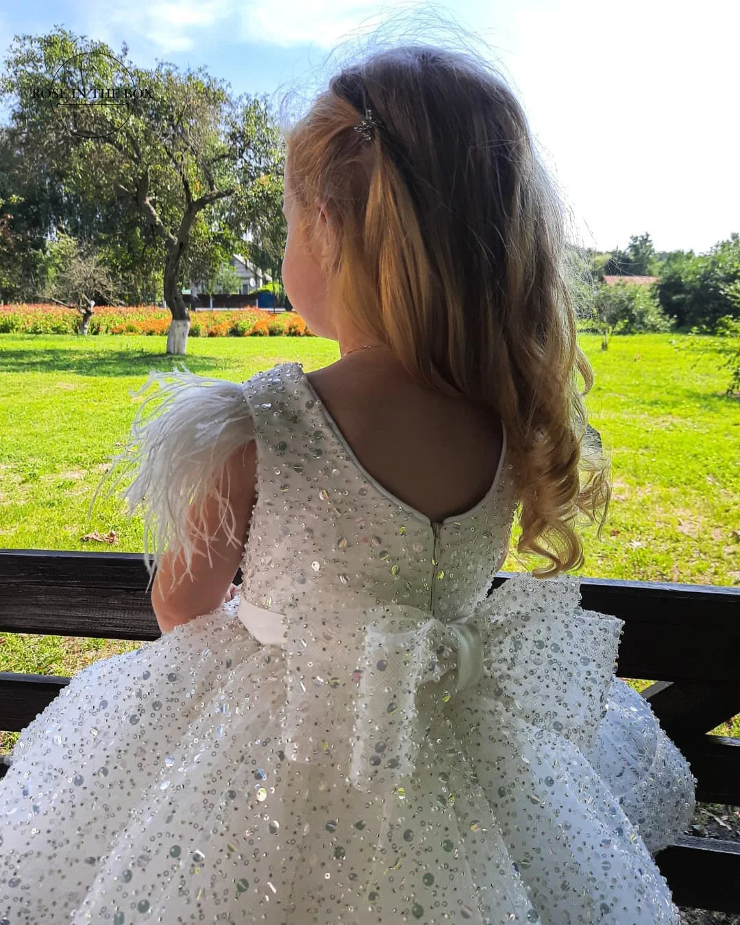 White Sequin Flower Girl Dresses With Fluffy Skirt by Baby Minaj Cruz