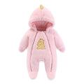 Infant Unisex Baby Fleece Jumpsuit Long Sleeve Cartoon Hooded Romper pink United States by Baby Minaj Cruz