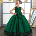 Ankle Length Flower Girl Dress On Toddler Dark green by Baby Minaj Cruz
