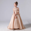 Satin Champagne Flower Girl Dresses by Baby Minaj Cruz