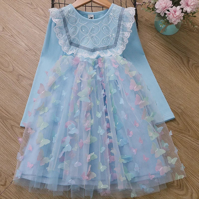Embroidery Sleeveless butterfly wings fairy Dress For Girl Sky by Baby Minaj Cruz