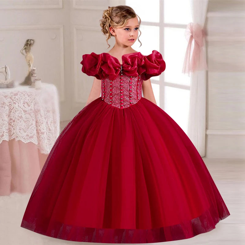 Sequin Princess Dress Off Shoulder Evening Dress wine red by Baby Minaj Cruz