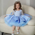 Sequin Baby Fluffy flower girl dresses Longsleeves Light blue by Baby Minaj Cruz