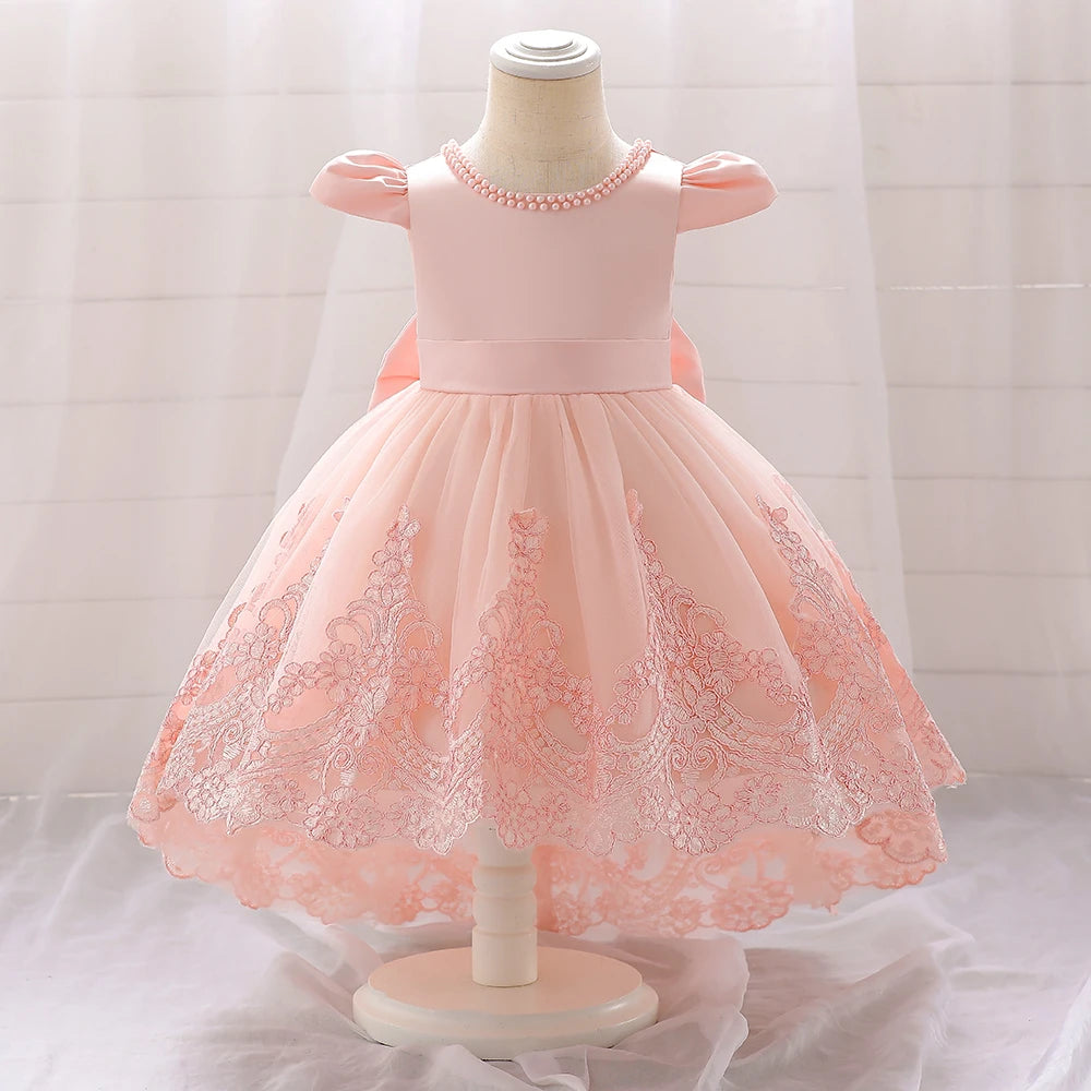 Embroidery Girls Birthday Party Princess Dresses pink by Baby Minaj Cruz