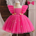 Sequined 1st Birthday Dress For Baby Girl With Tulle pink by Baby Minaj Cruz