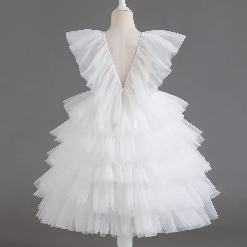 Elegant Princess Girls White Flower Girl Dress by Baby Minaj Cruz