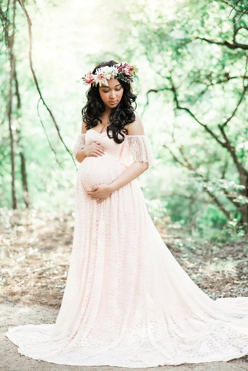 Long Maternity Dresses For Photography white by Baby Minaj Cruz