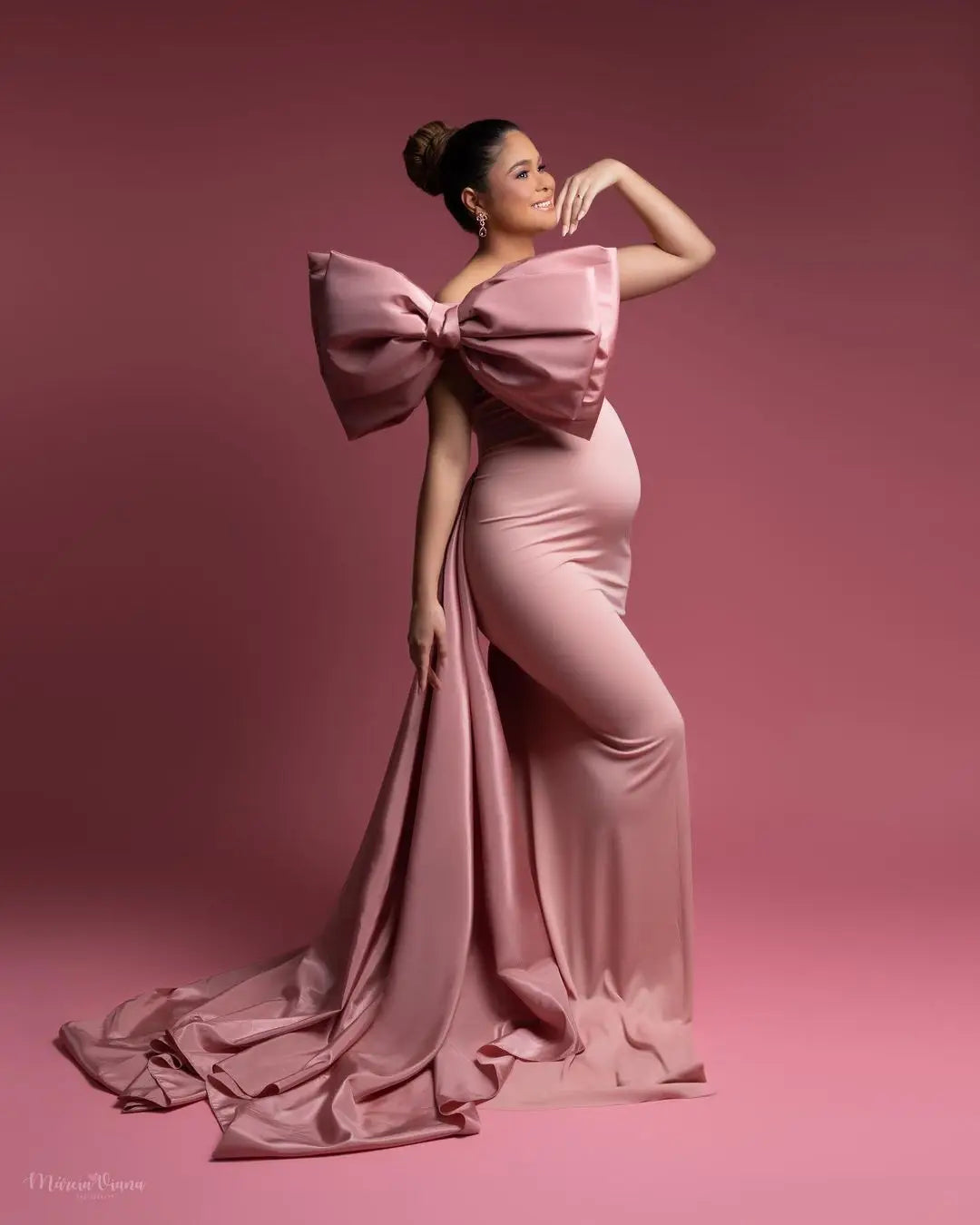 Plus Size Pink Maternity Photoshoot dress by Baby Minaj Cruz