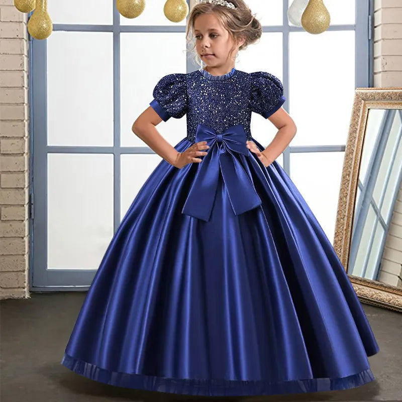 Satin Princess Formal Birthday Princess Dress dark blue by Baby Minaj Cruz