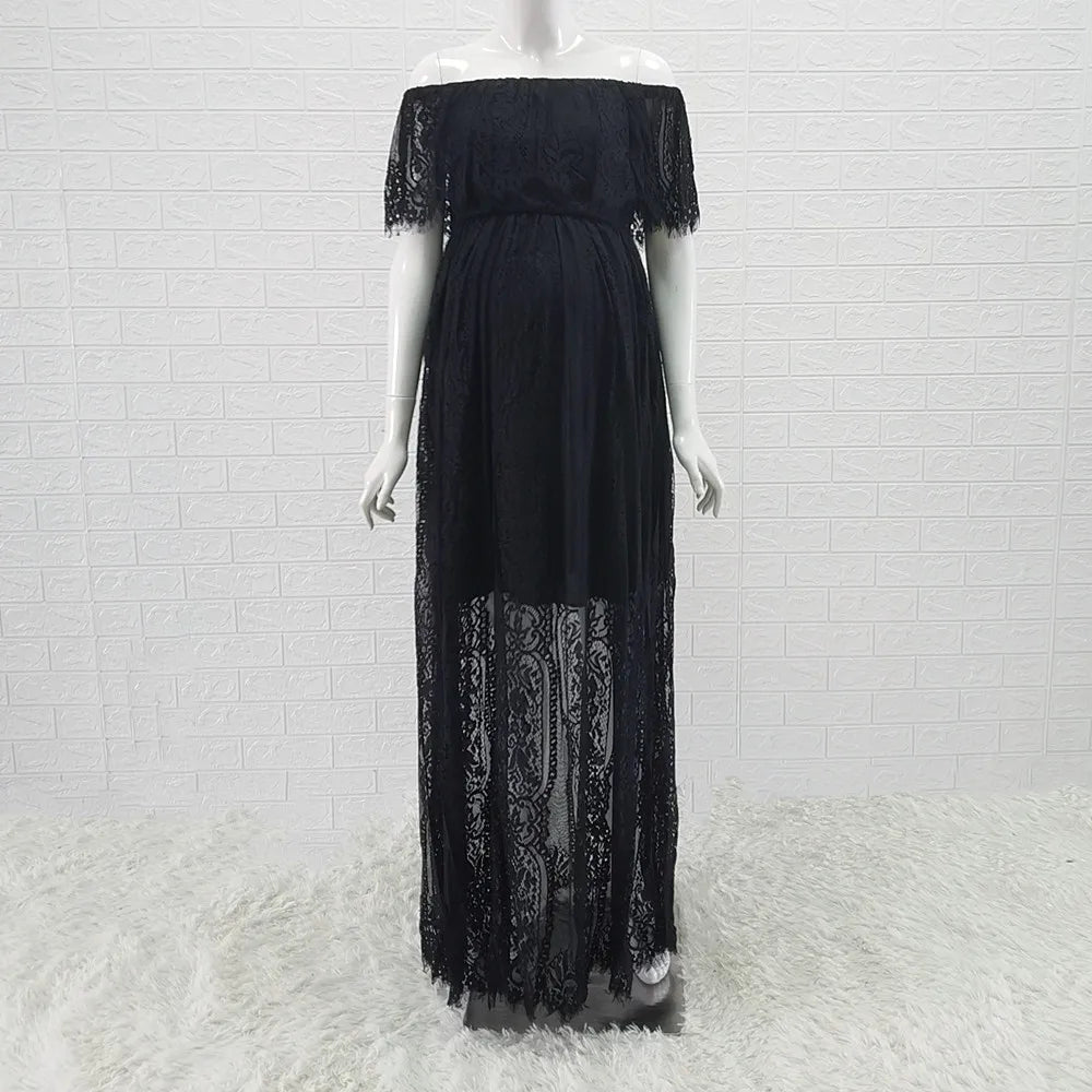 Summer Boho Maternity Lace Dresses black by Baby Minaj Cruz