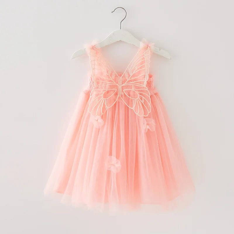 Knee Length Fairy Wedding Dress With Wings For Toddler Girls Pink by Baby Minaj Cruz