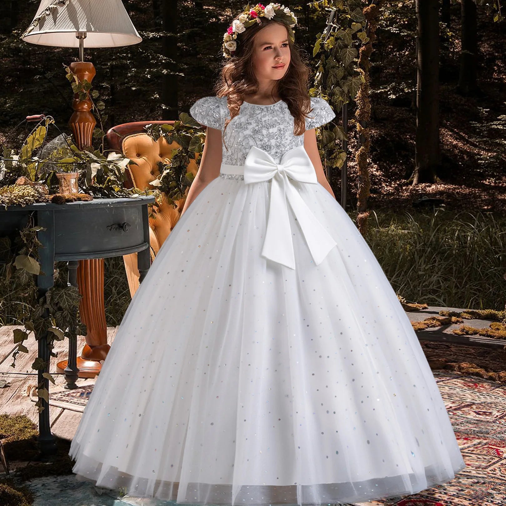 Princess Bridesmaid Tulle Ankle Length Dress White by Baby Minaj Cruz
