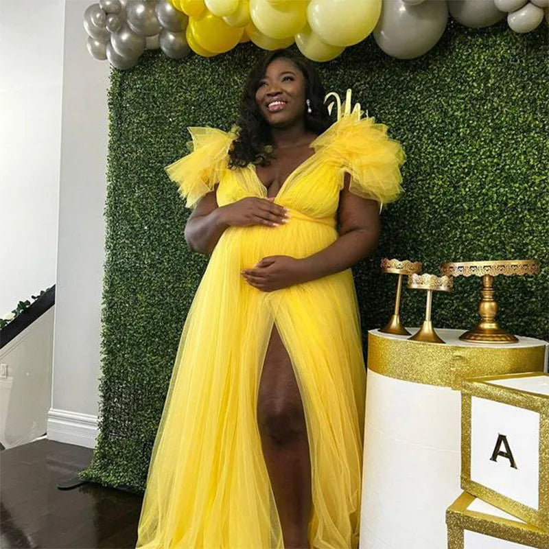 fluffy tulle maternity dress Photoshoot Props Yellow United State by Baby Minaj Cruz