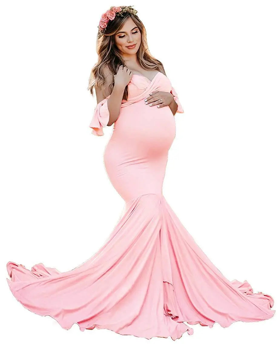 Maternity Maxi Dress With Sleeves pink by Baby Minaj Cruz