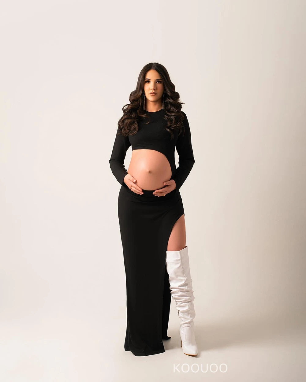 Slim-fit Skirt With Side Gown Black Maternity Dress Maxi by Baby Minaj Cruz