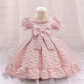 Red Flower Girl Short Sleeves dresses Pink by Baby Minaj Cruz