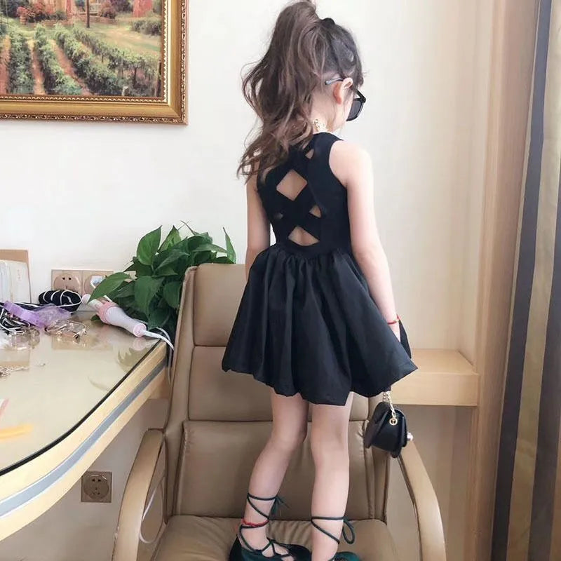 Sleeveless Black Tutu dress Backless Off Shoulder For Toddler by Baby Minaj Cruz