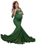 Maternity Maxi Dress With Sleeves green by Baby Minaj Cruz