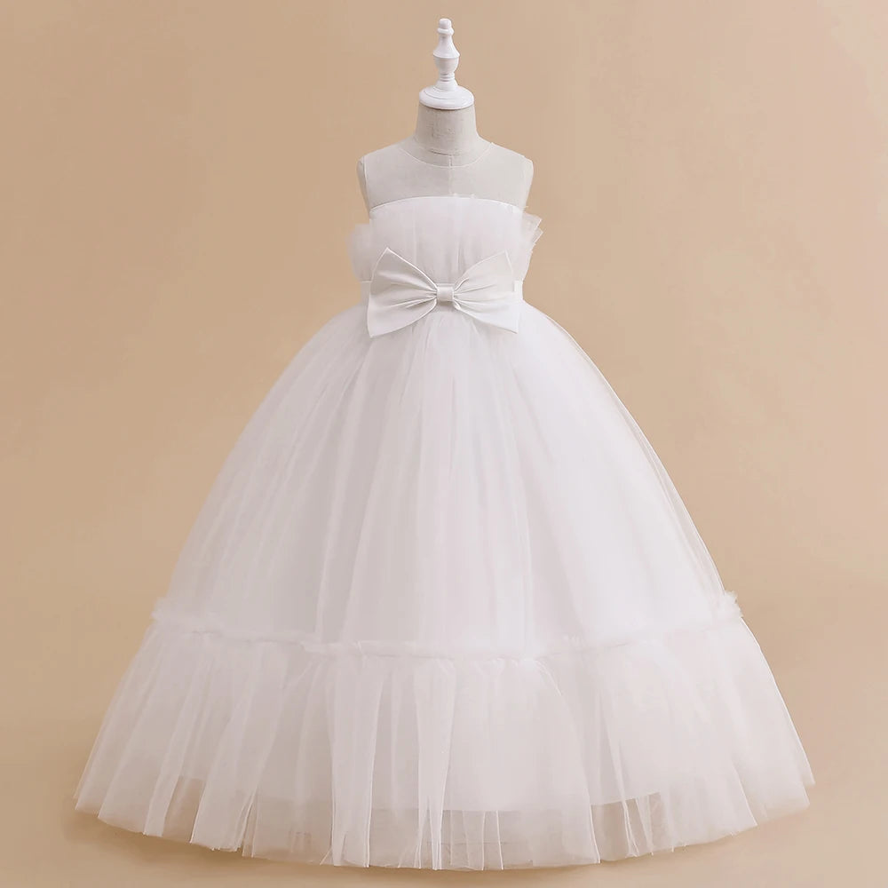 Summer Toddler Tulle Sleeveless Bridesmaid Dresses white by Baby Minaj Cruz