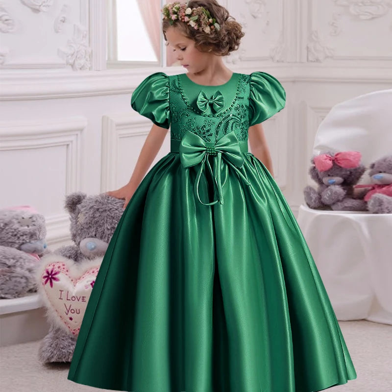 Satin Princess Formal Birthday Princess Dress light green by Baby Minaj Cruz