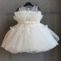 Toddler Elegant 1st birthday dress for baby girl With Tulle Skirt off white by Baby Minaj Cruz