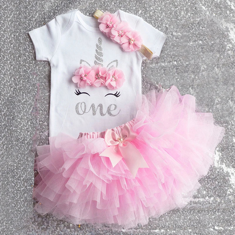 New Born Tutu 1st Birthday Dress For Baby Girl pink and white by Baby Minaj Cruz