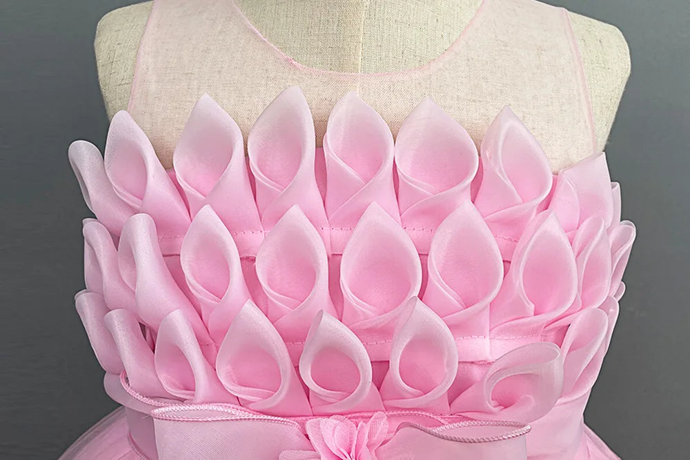 Embroidery Pink Flower Girl Wedding Dresses by Baby Minaj Cruz