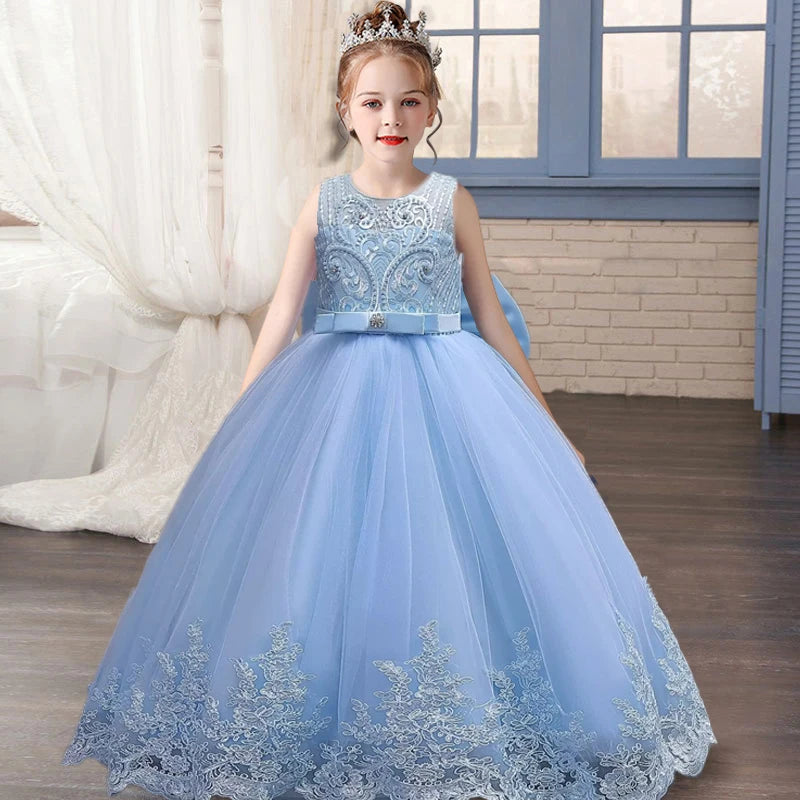 Embroidered Princess Wedding Dress With Lace blue by Baby Minaj Cruz