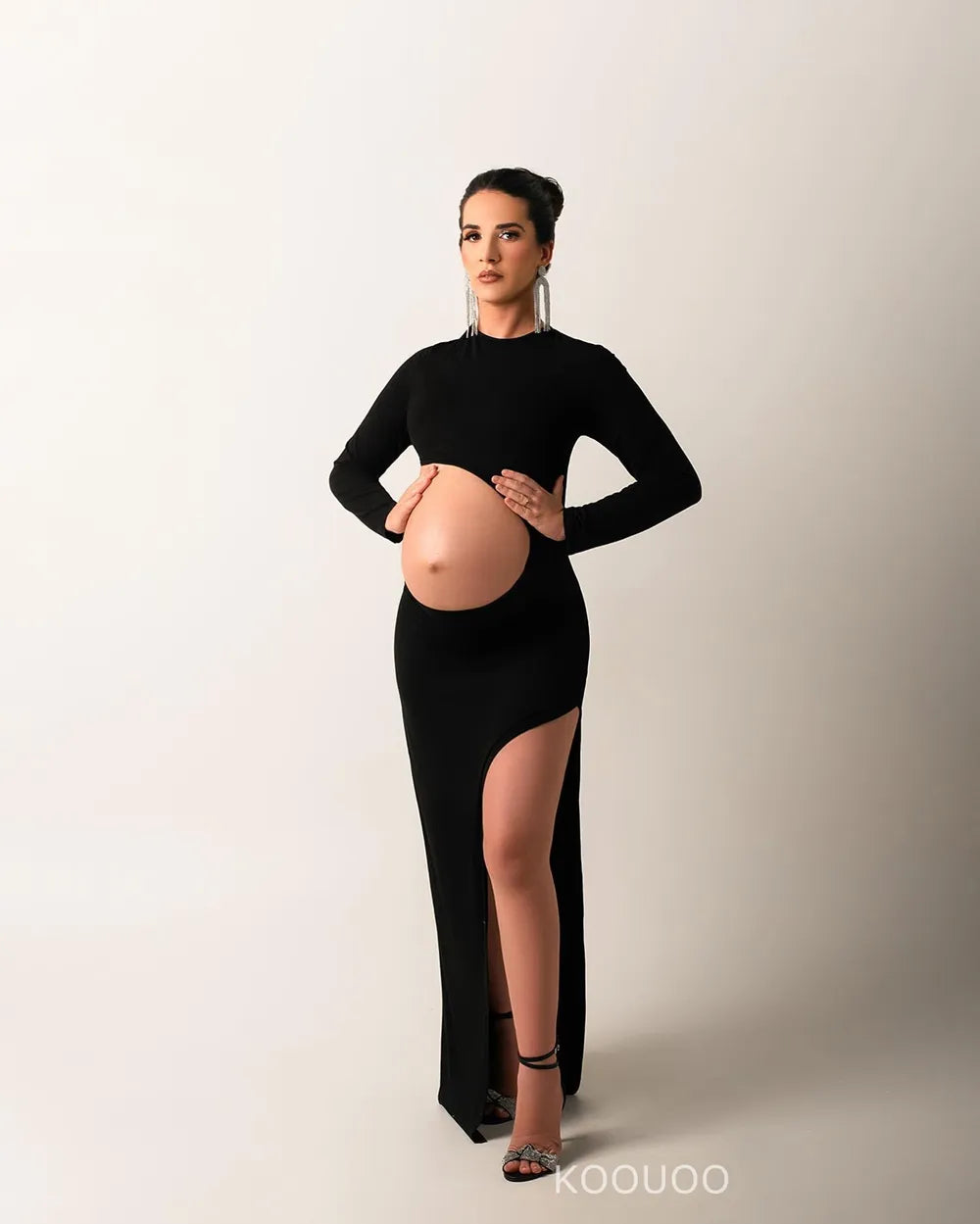 Slim-fit Skirt With Side Gown Black Maternity Dress Maxi black by Baby Minaj Cruz