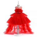 Puff Flower Girls Dress Knee Length Tulle Skirt 1year-8years red by Baby Minaj Cruz