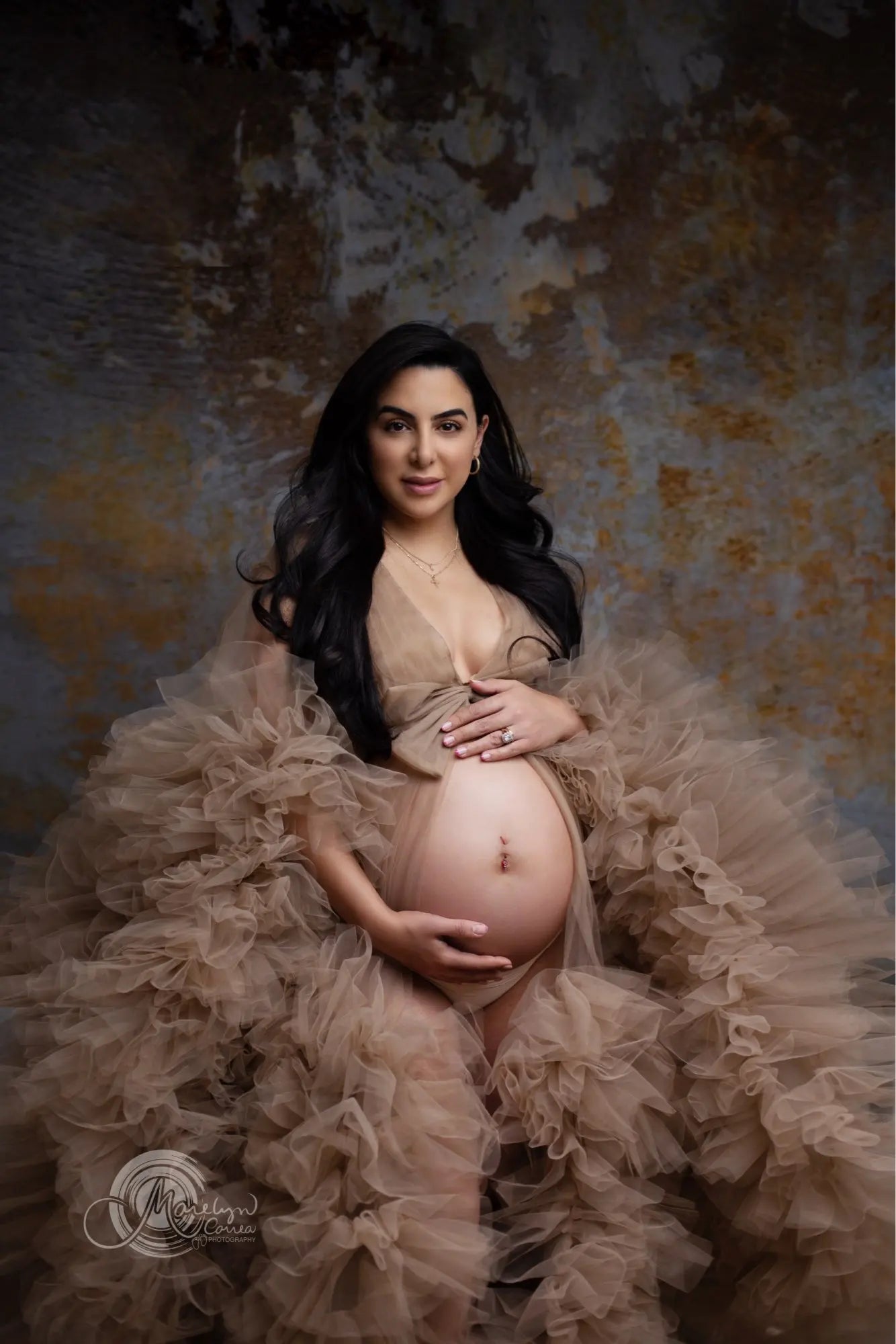 Fluffy Tulle Maternity Photo Shoot Dress champagne by Baby Minaj Cruz