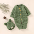 Newborn Knit Baby Romper Boot Mitten Solid Long Sleeve 4PC dark green by Baby Minaj Cruz
