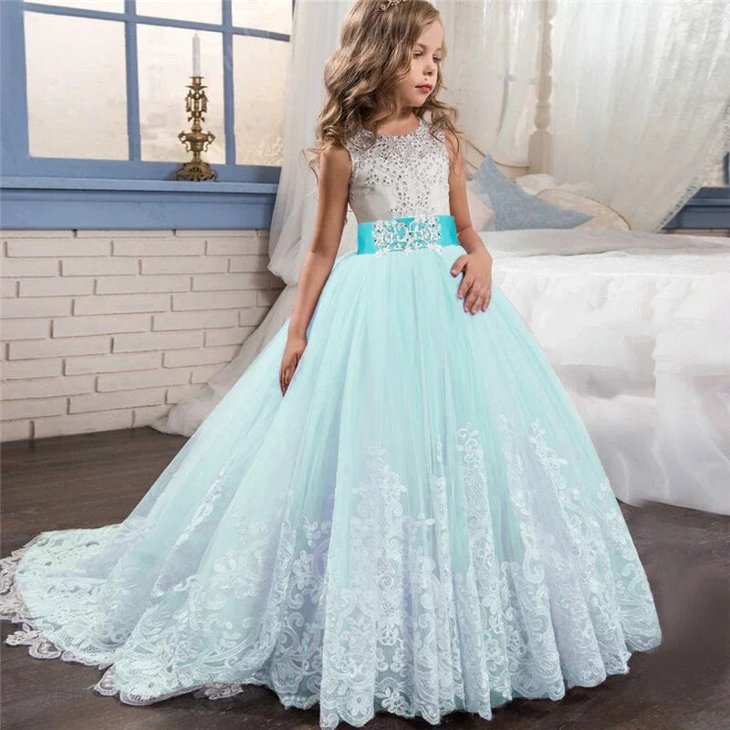 Party Prom Gown Wedding Evening Baby Flower Girl Dresses Blue by Baby Minaj Cruz