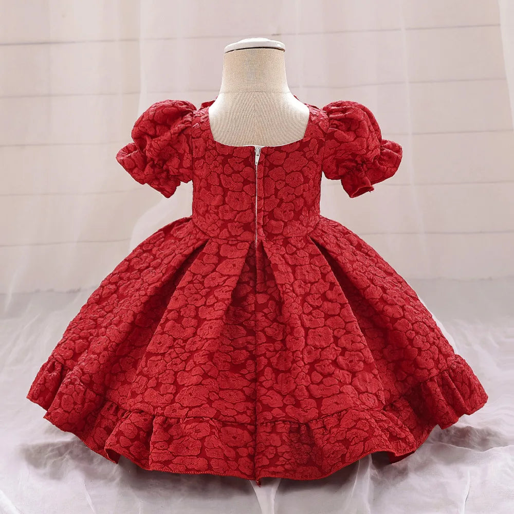 Red Flower Girl Short Sleeves dresses by Baby Minaj Cruz