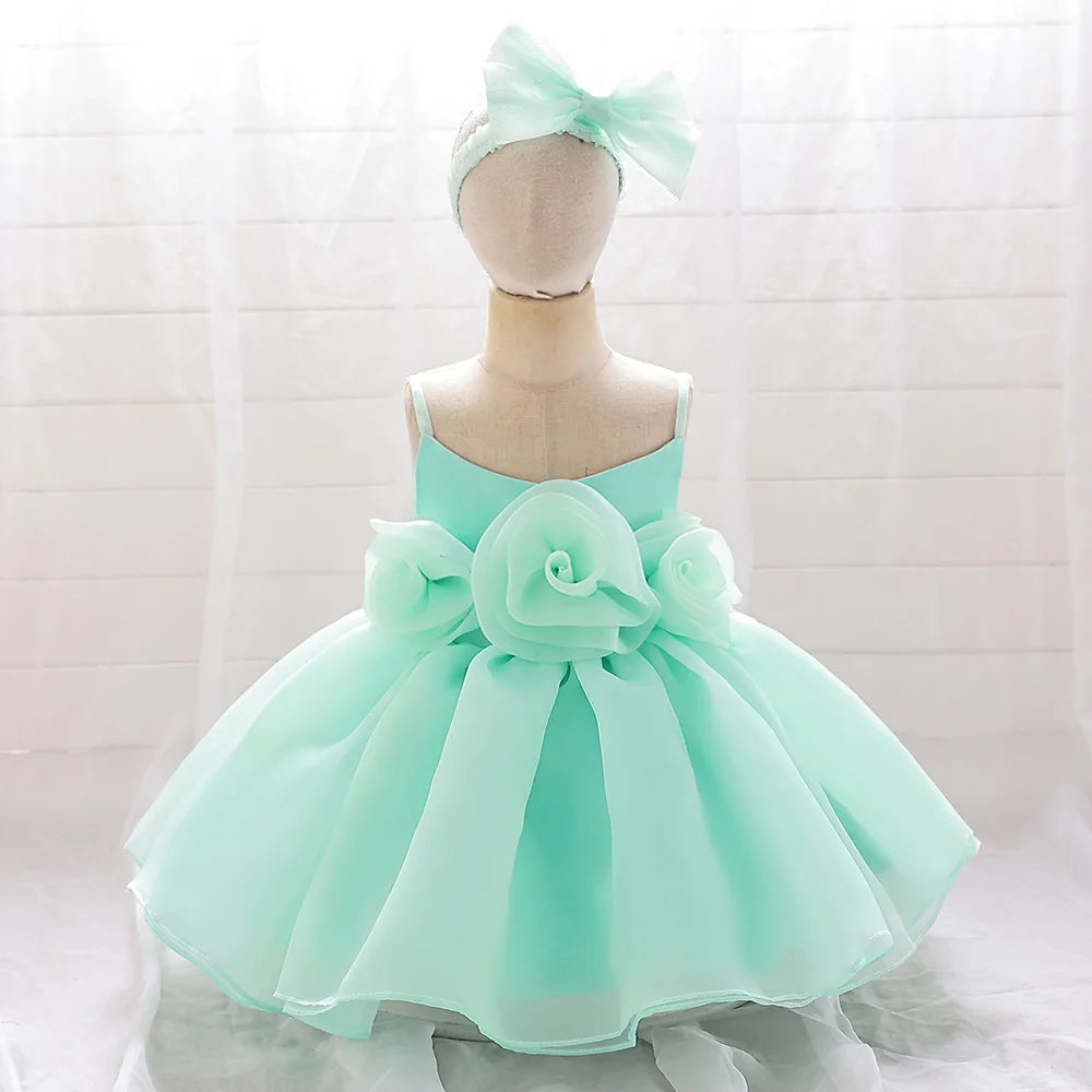 Baby Girl Birthday Dress Sequined Sleeveless With Tulle Green by Baby Minaj Cruz