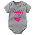 Gold Daddy Is My Hero Funny Print Short Sleeve Bodysuit Baby by Baby Minaj Cruz