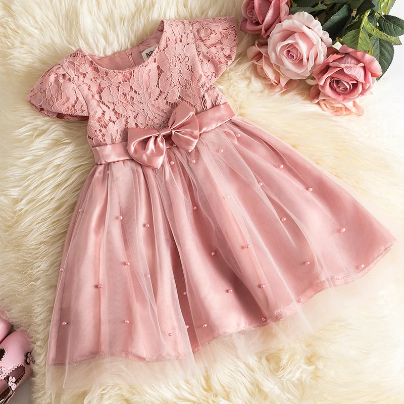 Prom Bowknot Tulle Flower Girl Knee Length Dresses by Baby Minaj Cruz