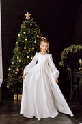 Elegant White Satin Flower Girl Dresses for Weddings by Baby Minaj Cruz