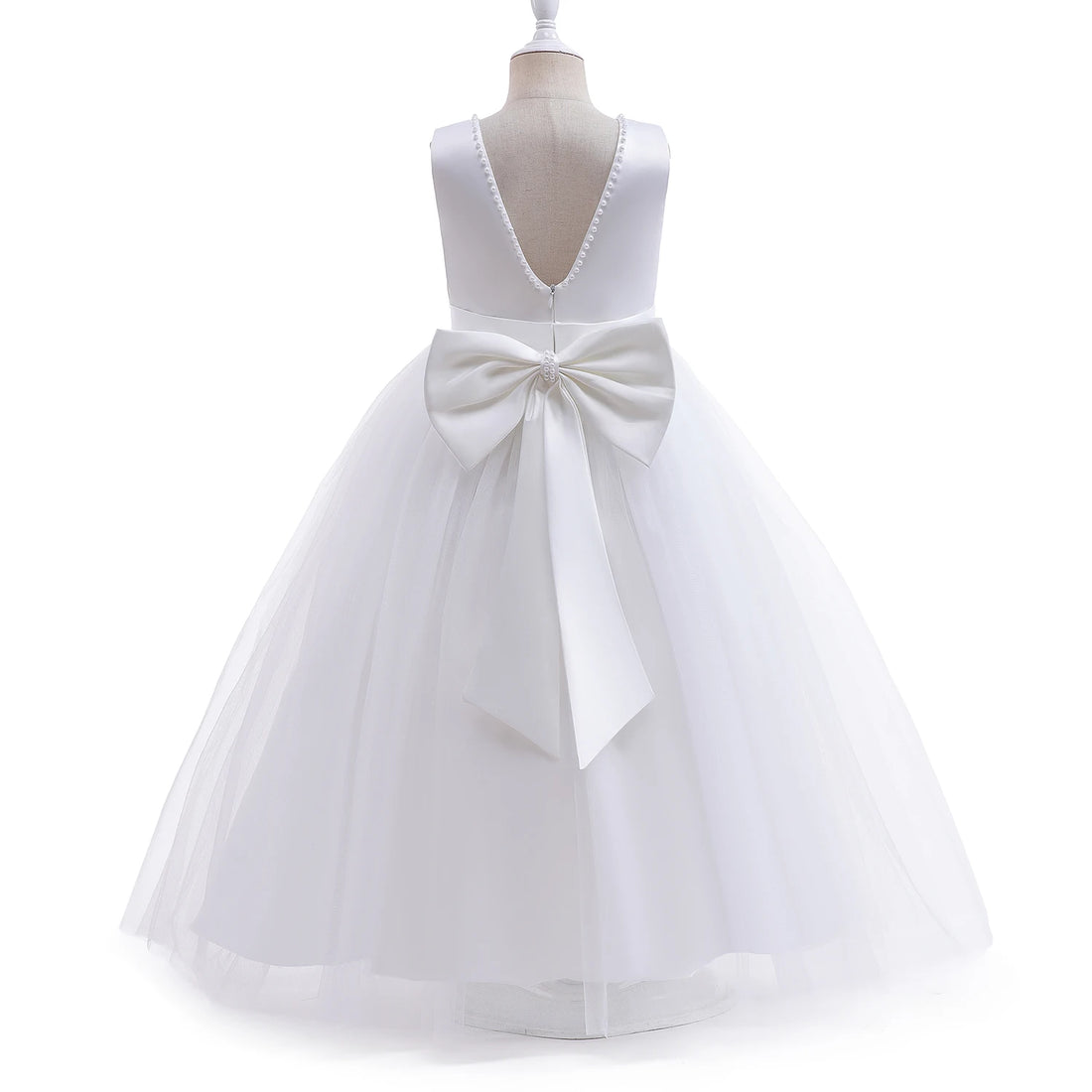 White Lace Flower Girl Dress With Tulle by Baby Minaj Cruz