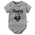 Gold Daddy Is My Hero Funny Print Short Sleeve Bodysuit Baby Gray by Baby Minaj Cruz