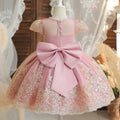 Beaded Embroidery Costumes Baptism Dress For Toddler Girl pink by Baby Minaj Cruz