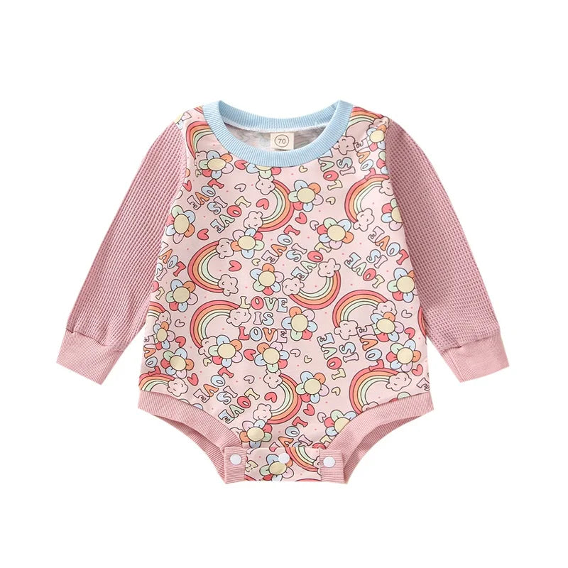 Newborn Infant Sweatshirt Romper Floral Print Long Sleeve multicolor by Baby Minaj Cruz