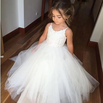 Sleeveless Ball Gown White Flower Girl Dresses for Weddings ivory by Baby Minaj Cruz