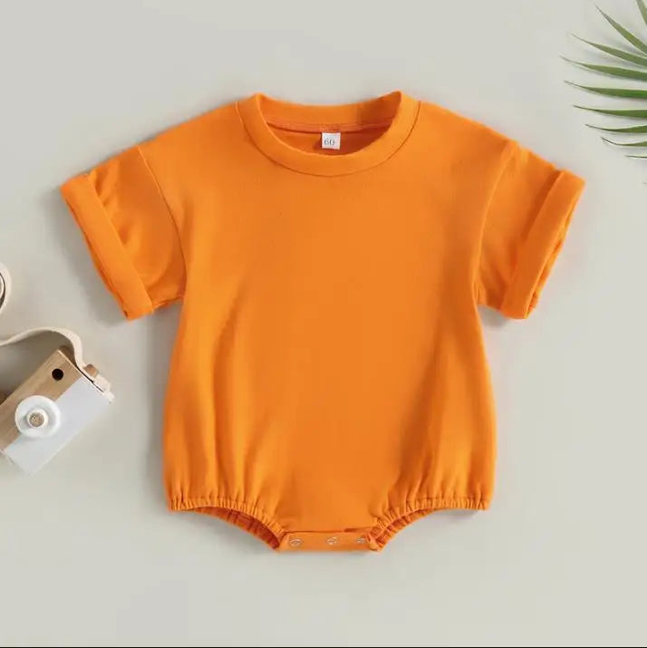 Unisex Infant Bubble Romper Short Sleeve Oversized T-Shirt Orange by Baby Minaj Cruz