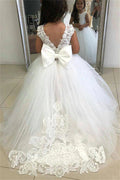 Cute Ball Gown White Flower Girl Dresses With Long Sleeves Ivory by Baby Minaj Cruz