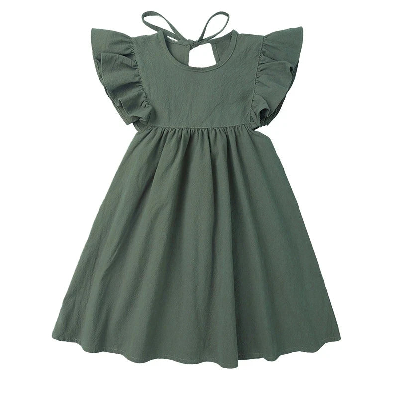 Cotton Summer Princess Dress For Baby Girl 1st Birthday green by Baby Minaj Cruz