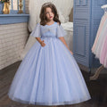 Princess Ankle-Length Flower Girl Dress Lace Tulle Sleeveless blue by Baby Minaj Cruz